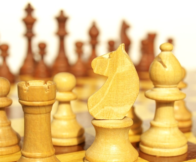 Chessboard with wooden checkers