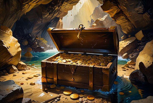 Photo a chest full of gold