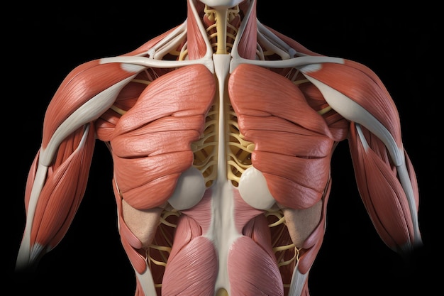 Анатомия больших и малых грудных мышц сгенерирована искусственным интеллектом
