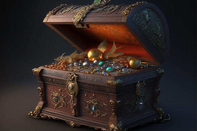 Chest with gold and treasures Created with generative Ai technology