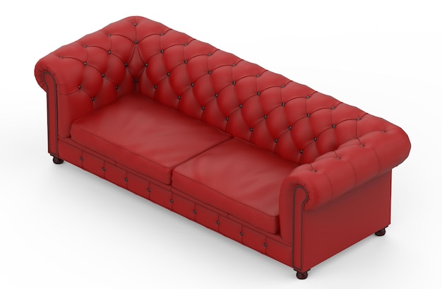Chesterfield bank rood geïsoleerde luxe illustratie 3d