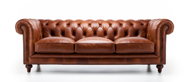 Photo chesterfield leather sofa on white background