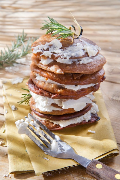 Chestnut flour pancakes with cottage cheese