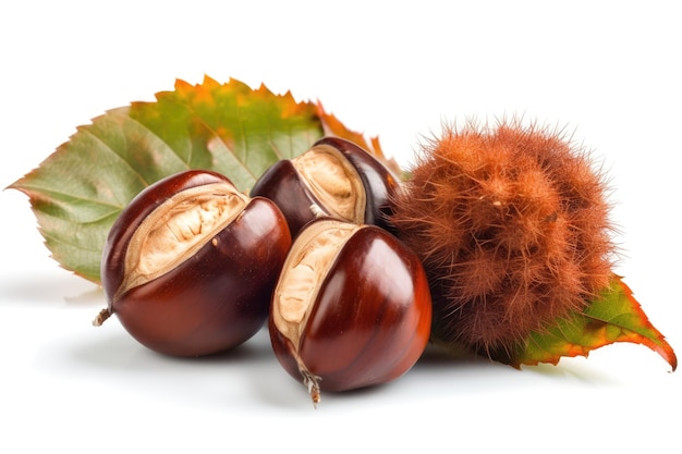 Chestnut isolated on white background Generative AI