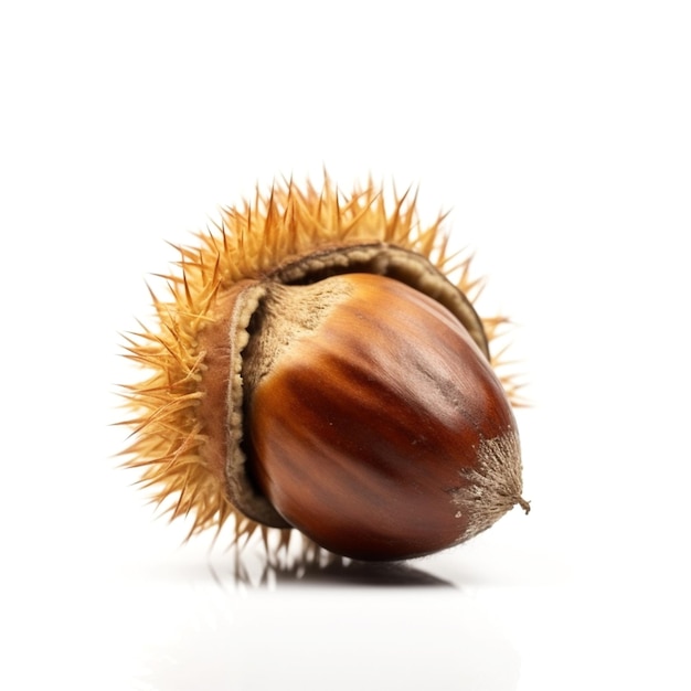 A chestnut with a white background