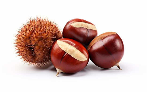 Chestnuts on a Pure White Background