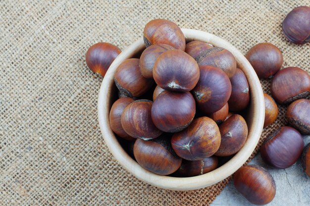 Chestnuts roasted in a bowl.