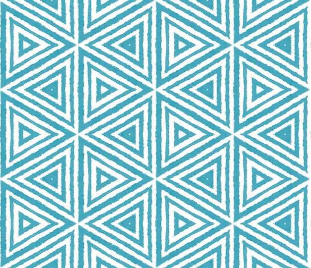 Chevron stripes design. Turquoise symmetrical kaleidoscope background. Textile ready attractive print, swimwear fabric, wallpaper, wrapping. Geometric chevron stripes pattern.