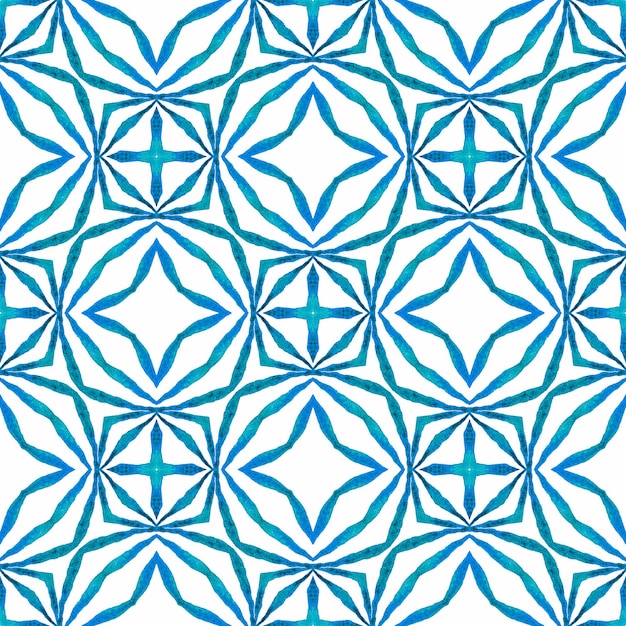 Reticolo dell'acquerello di chevron. design estivo boho chic blu impressionante. stampa classica tessile pronta, tessuto per costumi da bagno, carta da parati, avvolgimento. bordo dell'acquerello chevron geometrico verde.