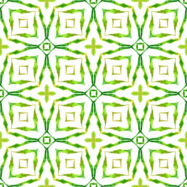 シェブロンの水彩画のパターン 緑の素晴らしいボホ