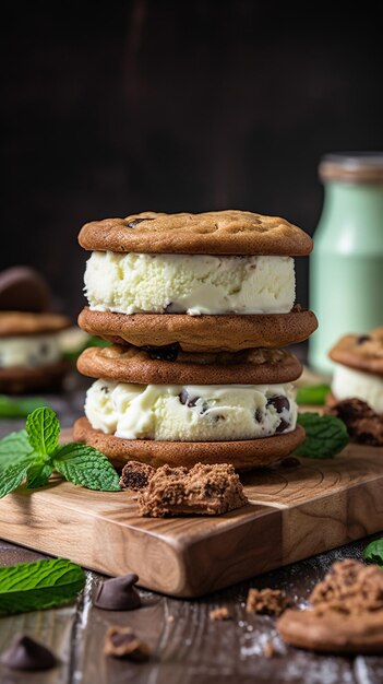 Chewy Chocolate Bliss Refreshing Ice Cream Sandwich with Two Irresistibly Chewy Chocolate Cookies