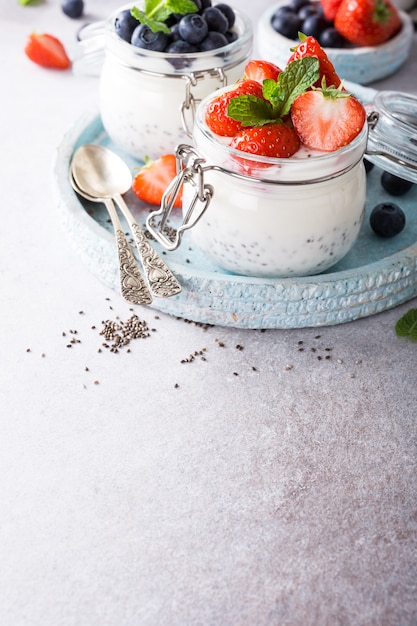 Photo chia pudding for breakfast