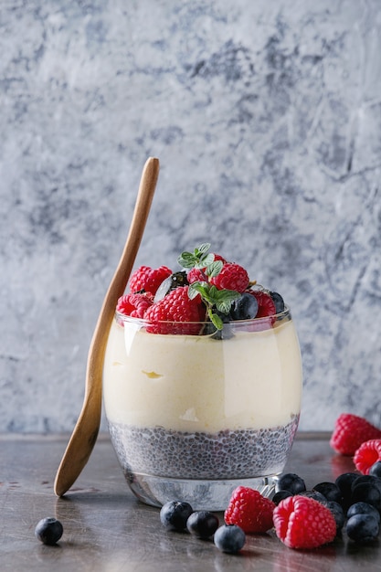 Chia pudding with rice porridge