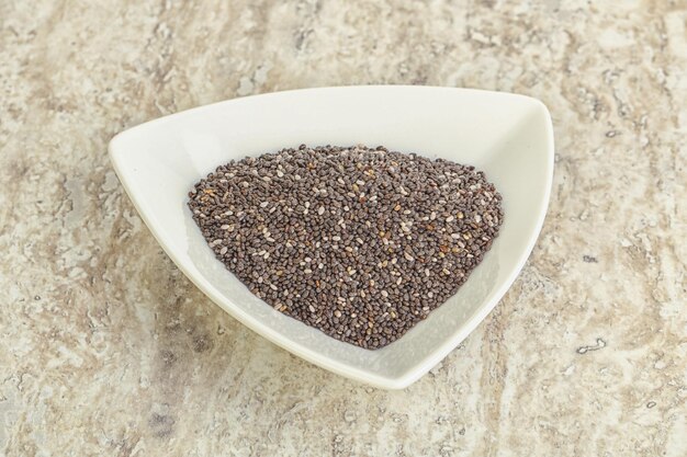 Chia seeds in the bowl for cooking