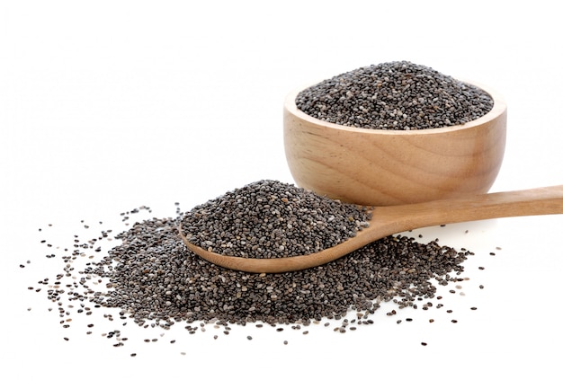 Chia seeds isolated on white.