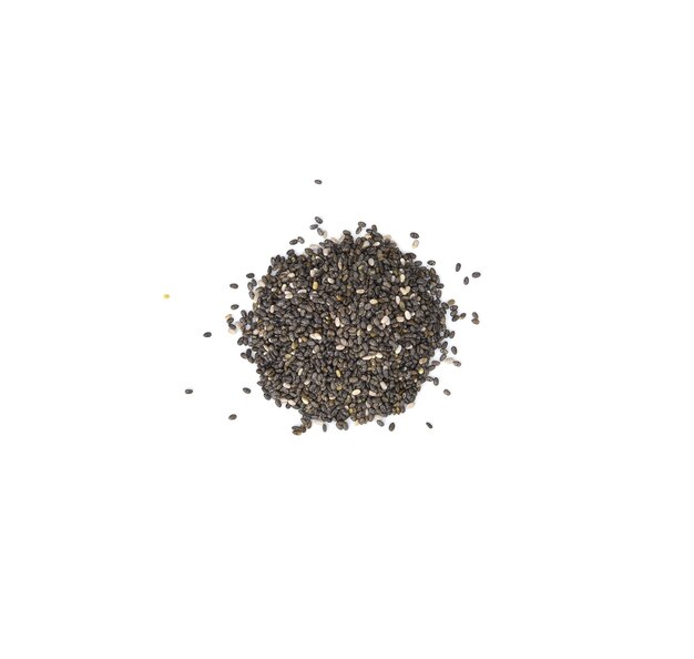 Chia seeds isolated with white background.