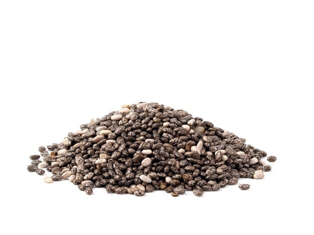 Photo chia seeds on white background