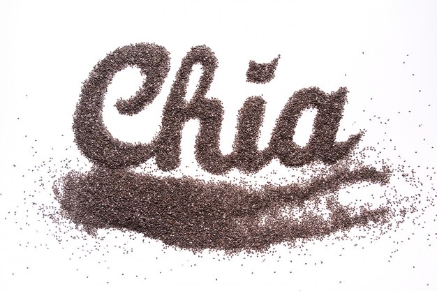 Chia word made of chia seeds