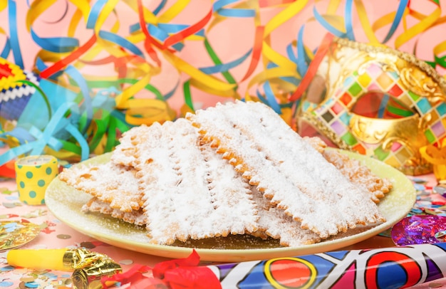 Chiacchiere or Cenci, typical Italian dessert for carnival.