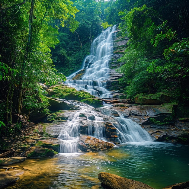 Chiang Mai allure Huai Sai Lueang waterfall in a tropical paradise For Social Media Post Size