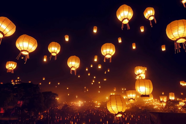 CHIANG MAI LANTERN FESTIVAL flashlights in the air cantoya balloons