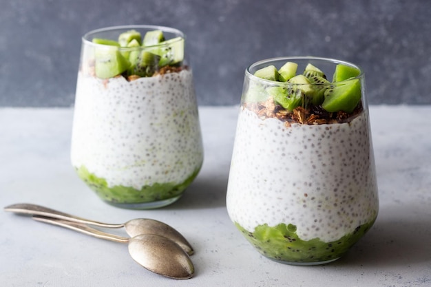 Chiapudding met kiwi en granola Gezond eten Vegetarisch eten Ontbijt