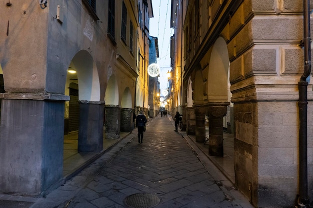 CHIAVARI, ITALY - DECEMBER 23, 2018 - Historical medieval town is full of people for christmas