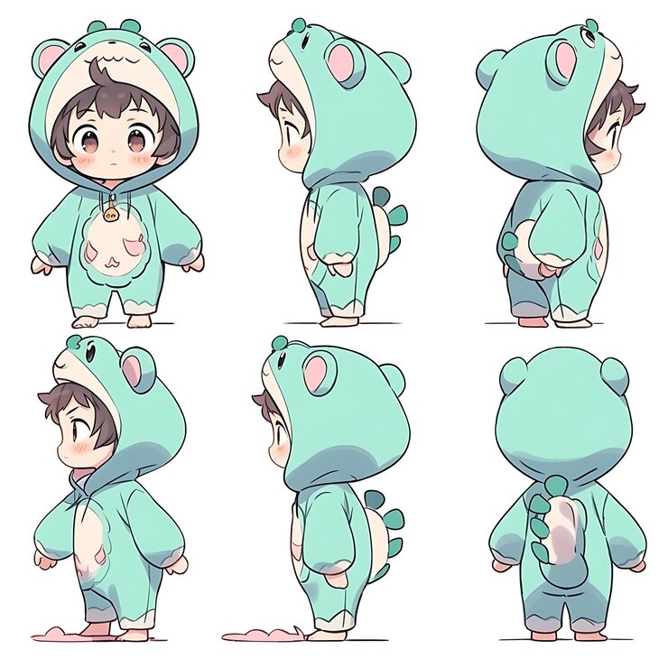 Photo チビアニメ ファッション 魅力的なキャラクターデザインとファッションキッズのためのカラフルなイラスト
