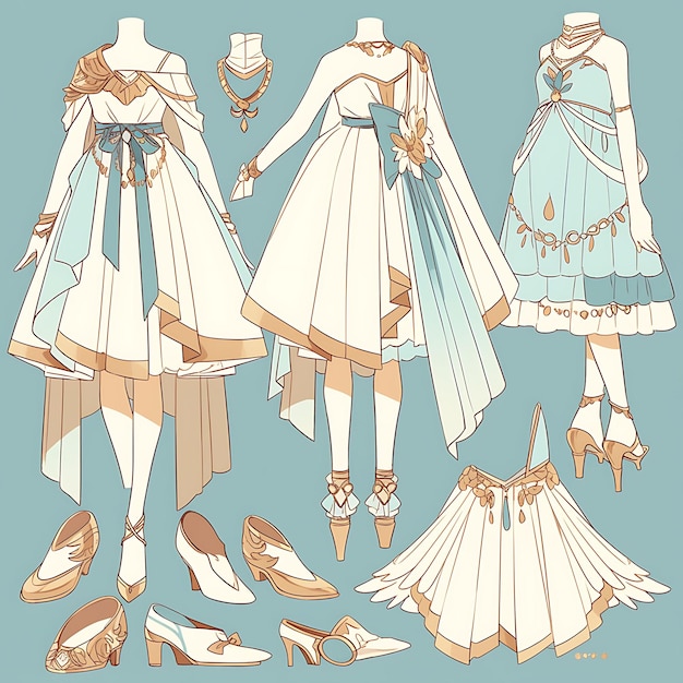 Chibi Anime Fashion 魅力的なキャラクターデザインとファッショナブルな結婚式のための活気のあるイラスト