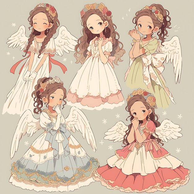 Photo chibi anime fashion enchanting character designs and vibrant illustrations for fashionable weddings