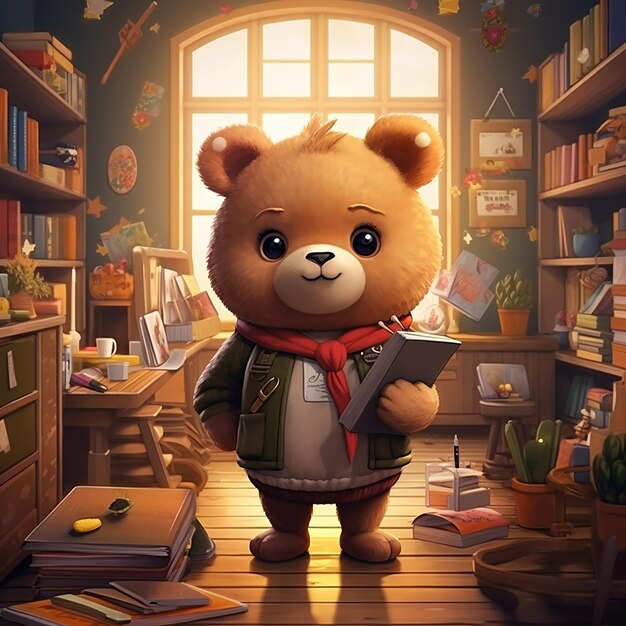 chibi bear back to school