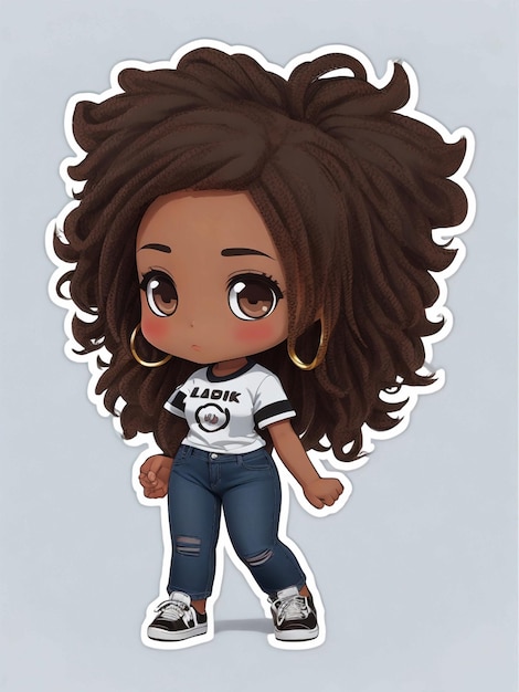 Photo chibi black woman stickers