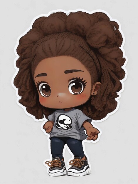 Photo chibi black woman stickers