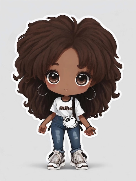 Photo chibi black woman stickers