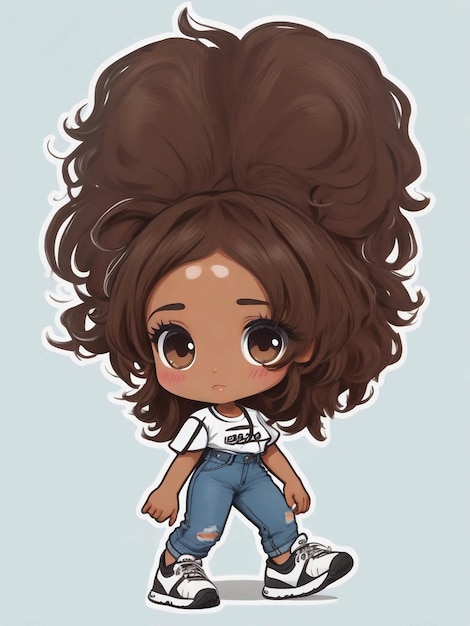 Photo chibi black woman stickers