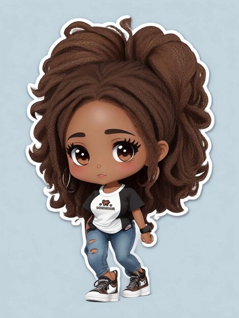 Photo chibi black woman stickers