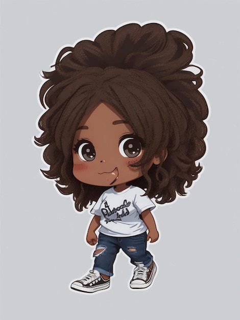 Photo chibi black woman stickers