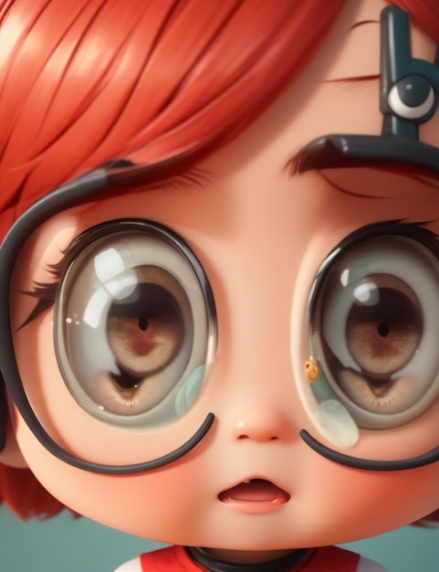 A chibi character with a wideeyed expression of surprise framed in a closeup shot