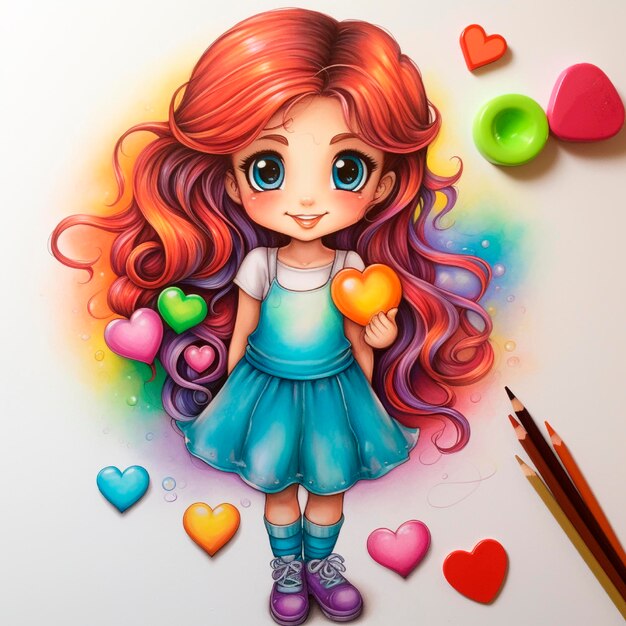 Chibi girl with heart