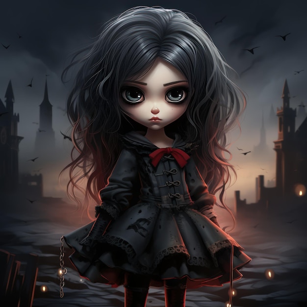 Chibi Gothic Girl Illustration