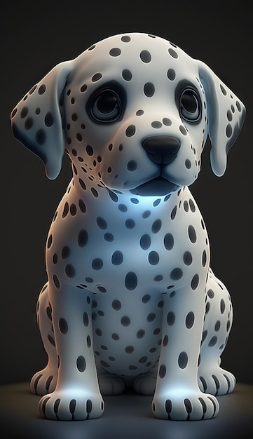 Chibi kunst Dalmatische hond 3D gloeiend licht nft-stijl