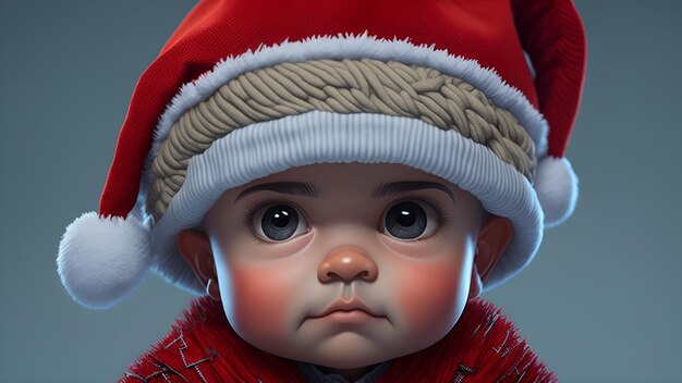 Foto chibi santa boy con il cappello di babbo natale