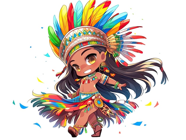 Chibi style traditional Brazilian girl dancer