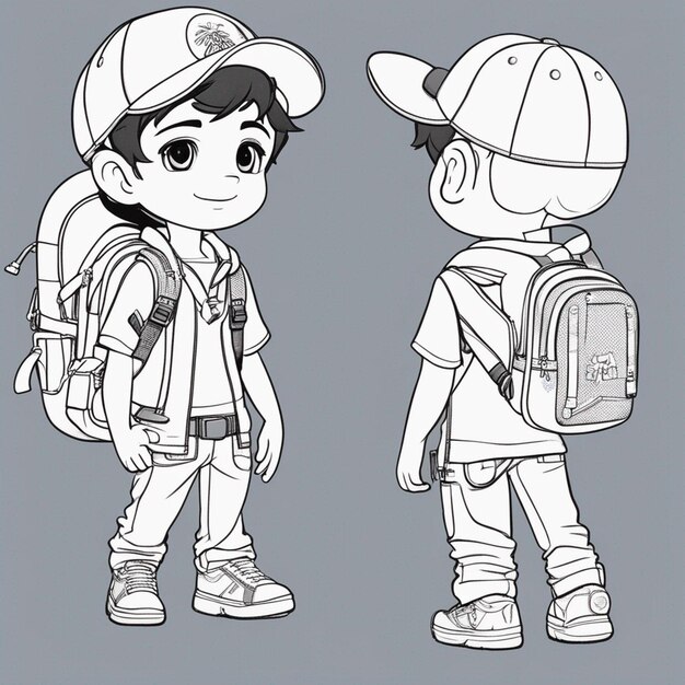 Chibistyle 3DBrazilian student using a backpack shirt and pants holding a notebook