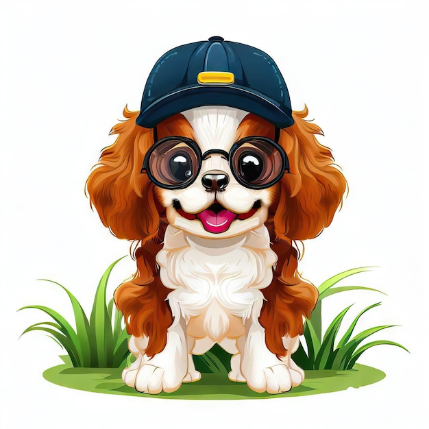 Foto cappello e occhiali chic canine charisma su baby dog generative ai