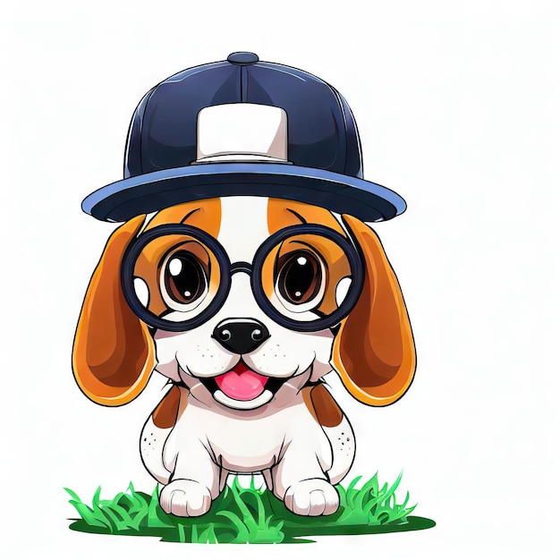 Шикарные собачьи выражения шляпа и очки на генеративном ИИ щенка