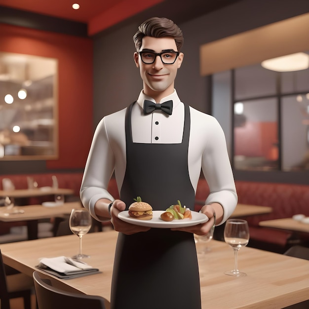 Photo chic and charismatic meet the stylish waiter serving up sophistication in a trendy restaurant