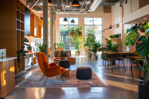 Chic CoWorking Office with Plants and Natural Light