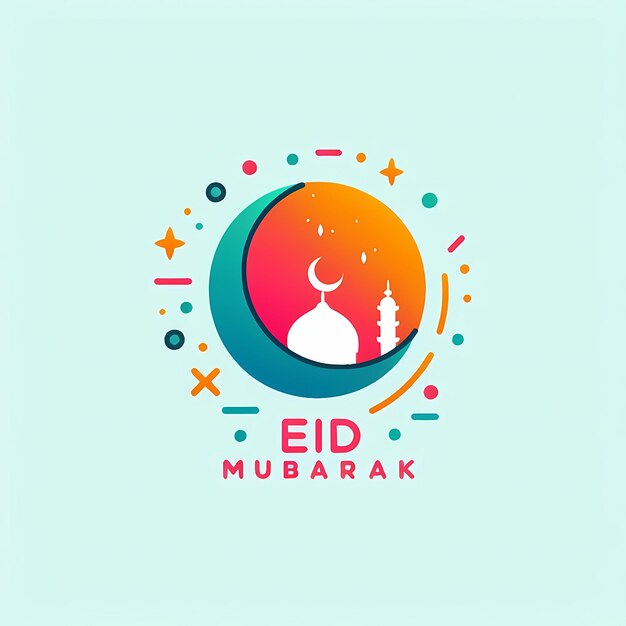 Chic Eid Mubarak symbol clean and simple bold color scheme with Eid Mubarek text