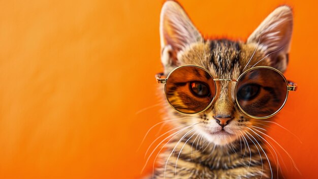Chic Feline Fashion Adorable Kitten Portrait in Stylish Sunglasses